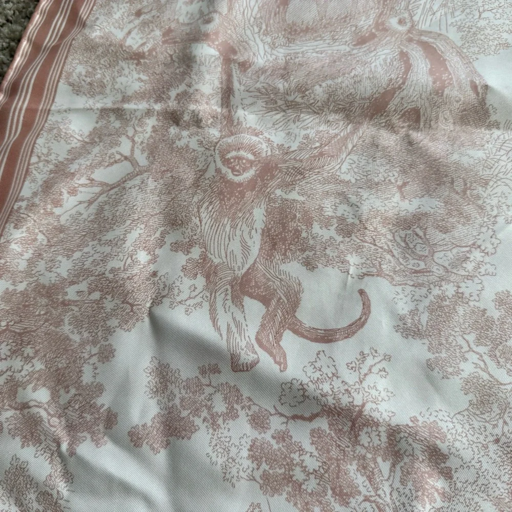 Dior Cream and Brown Silk Scarf